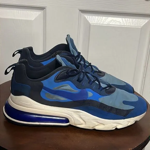 🔥🔥 NIKE AIR 270 REACT Running Training Shoes Blue - Men Sz 11 - Good Condition