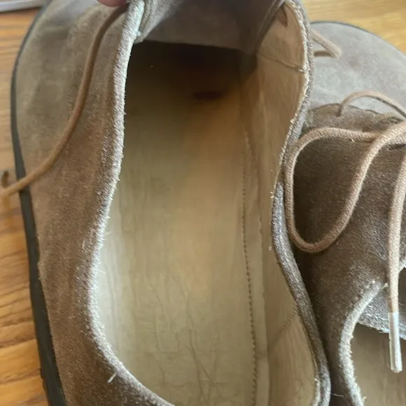 👔 Tan suede, leather lined, barefoot lace up shoes