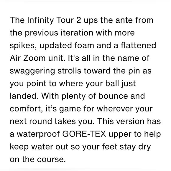 $200 7-14 No Box Nike Infinity Tour 2 GORE-TEX Waterproof Golf Shoes FV4897-400