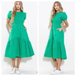 26 Boho Smocking Detail Tiered Maxi Dress