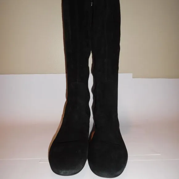 $495 Furla Italy Melany Onyx Black High Knee Riding Suede Casual Boots Shoes
