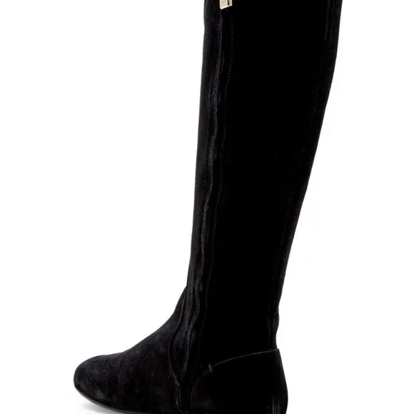 $495 Furla Italy Melany Onyx Black High Knee Riding Suede Casual Boots Shoes