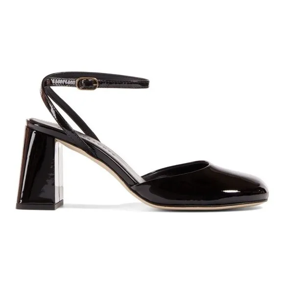 $500 Dear Frances Harlow Ankle Strap Pump PATENT LEATHER BLACK 35 (MF2)