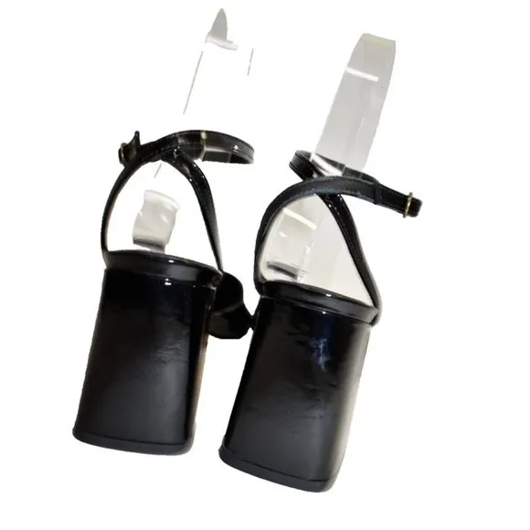 $500 Dear Frances Harlow Ankle Strap Pump PATENT LEATHER BLACK 35 (MF2)