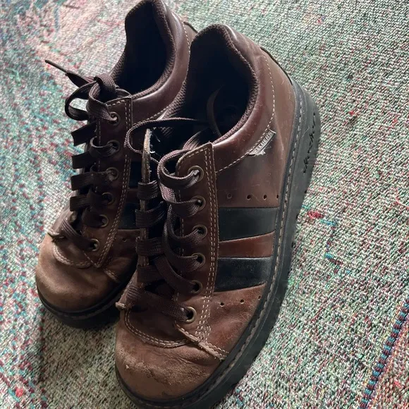 7 Womens Vintage Y2K Sketchers Jammers Brown Leather Platform Shoes Goth chunk