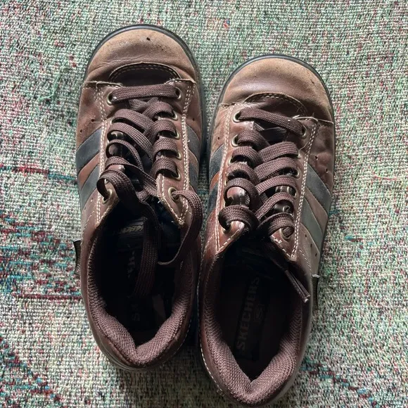7 Womens Vintage Y2K Sketchers Jammers Brown Leather Platform Shoes Goth chunk