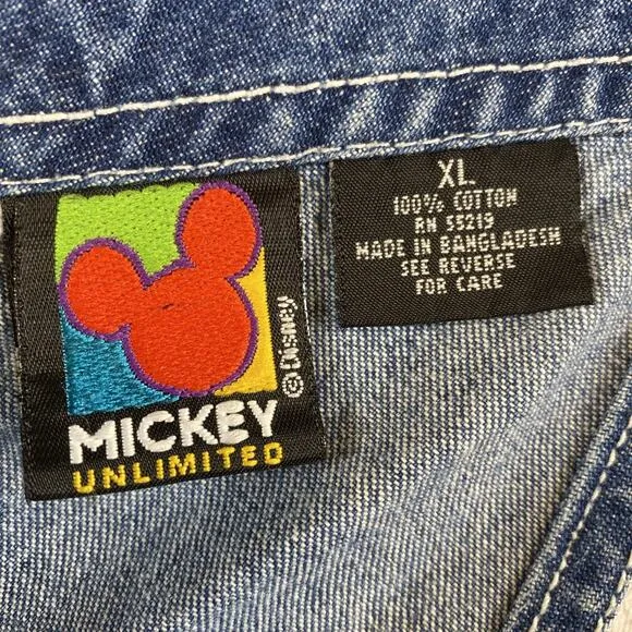 90'S Jerry Leigh Disney Mickey Unlimited Overall Shorts Embroidered Shy Mouse XL