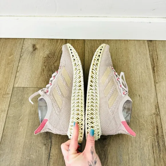 Adidas 4DFWD X STRUNG Beige and Pink Running Shoes Women’s Size 7.5