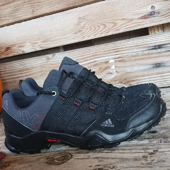 Adidas Black and Red Athletic Shoes with Rugged Design