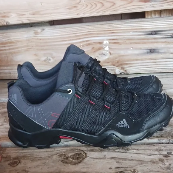 Adidas Black and Red Athletic Shoes with Rugged Design