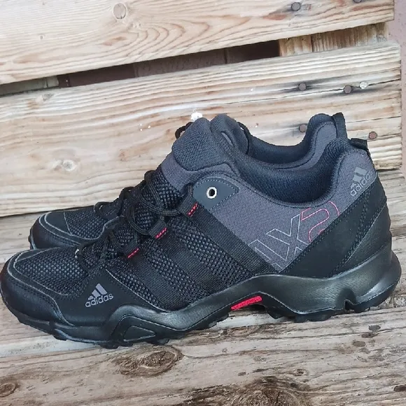 Adidas Black and Red Athletic Shoes with Rugged Design