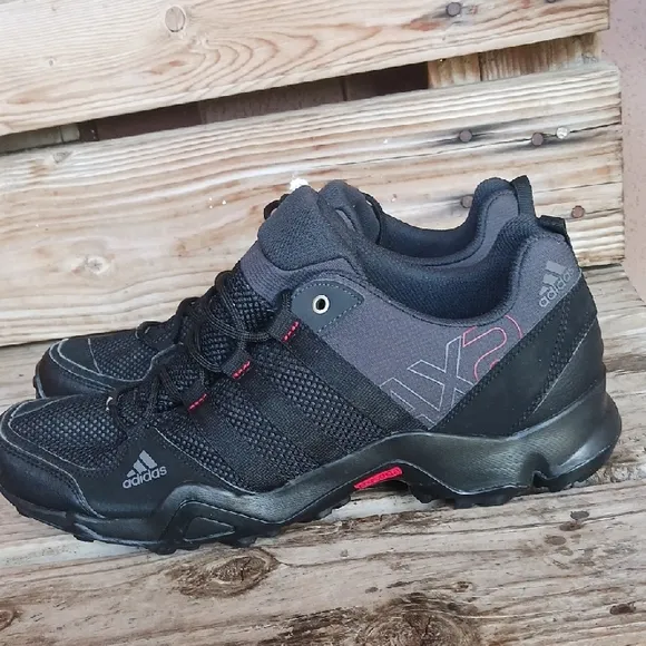 Adidas Black and Red Athletic Shoes with Rugged Design