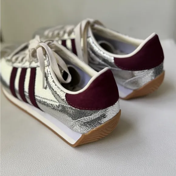 Adidas Country OG Metallic and Maroon Sneakers Retro Style