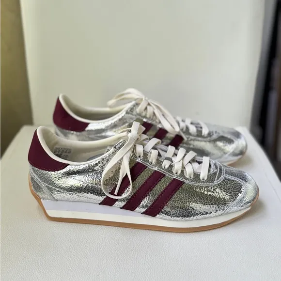 Adidas Country OG Metallic and Maroon Sneakers Retro Style