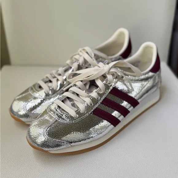 Adidas Country OG Metallic and Maroon Sneakers Retro Style