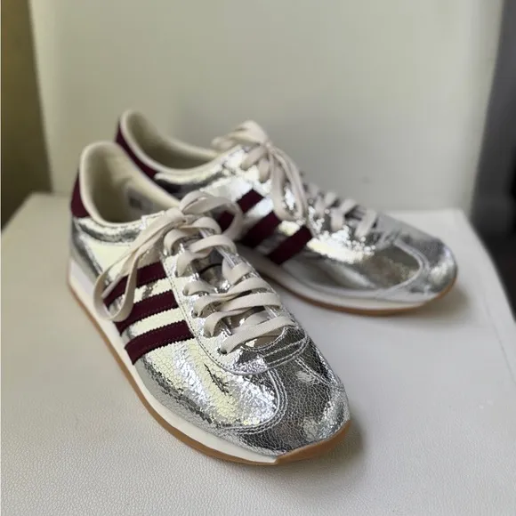 Adidas Country OG Metallic and Maroon Sneakers Retro Style