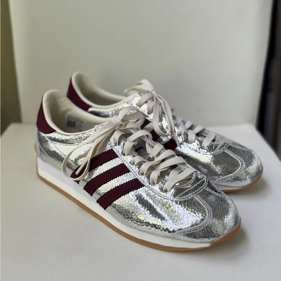 Adidas Country OG Metallic and Maroon Sneakers Retro Style