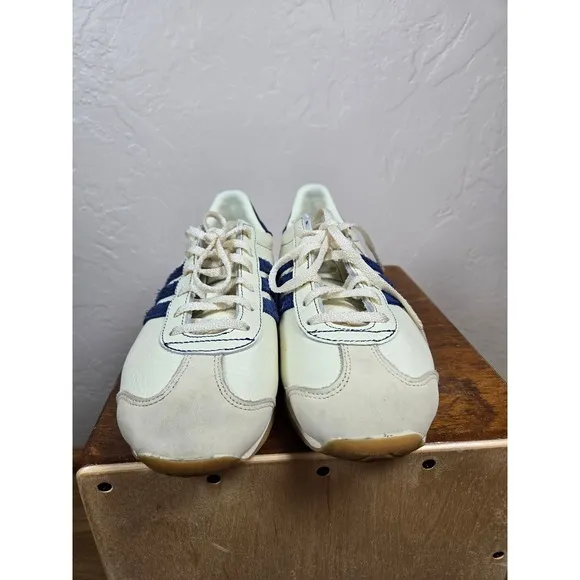Adidas Country OG Sneakers Leather Shoes Cream Blue Mens 7.5 wmn 8.5