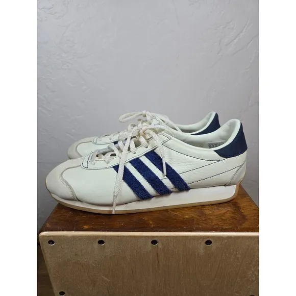 Adidas Country OG Sneakers Leather Shoes Cream Blue Mens 7.5 wmn 8.5
