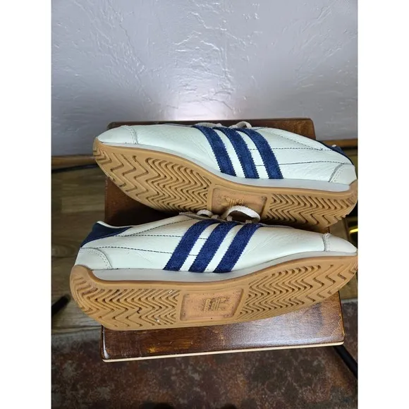 Adidas Country OG Sneakers Leather Shoes Cream Blue Mens 7.5 wmn 8.5