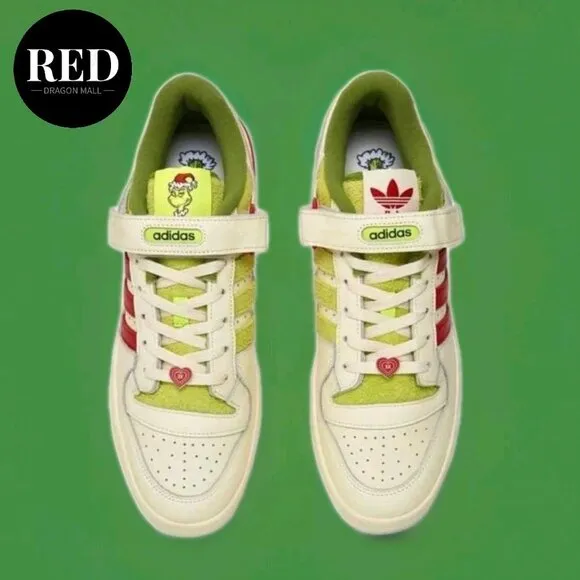 Adidas Dr. Seuss x Forum Low The Grinch Cream White Shoes - Men's Size 11