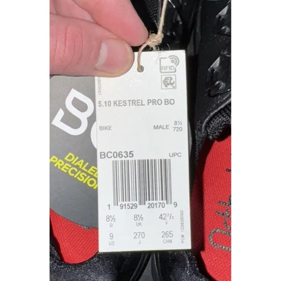 Adidas Five Ten Kestrel Pro BOA Mens Mountain Bike Shoes Size 9 Black Red BC0635