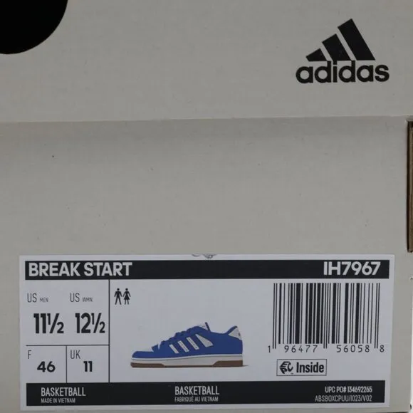 Adidas Mean's Break Start Everyday Comfortable Low Top Shoes Blue Size 11.5