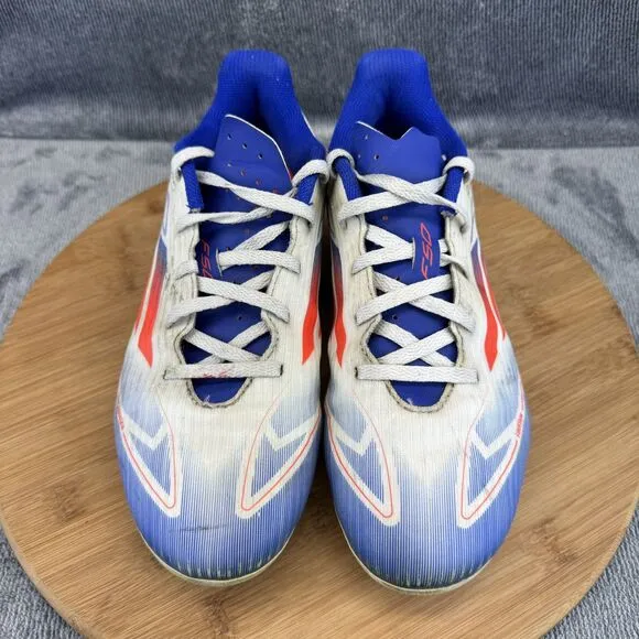 Adidas Mens F50 FG Size 7 Cleats White Blue Soccer Training Pitch Cleats Boots