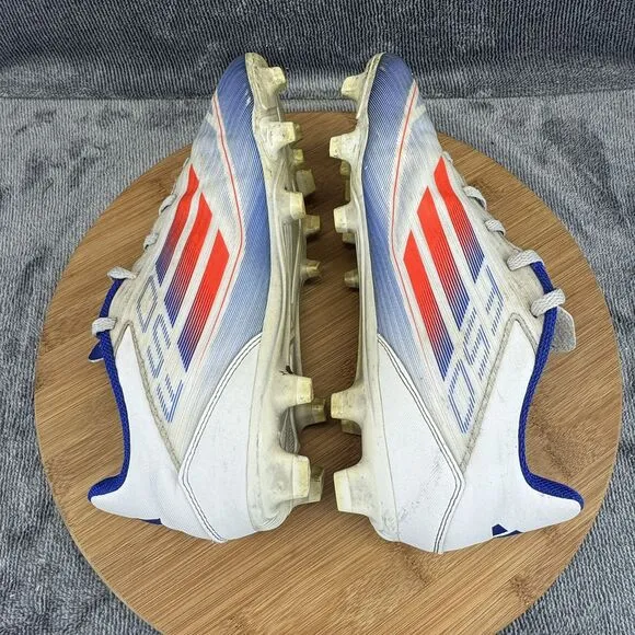 Adidas Mens F50 FG Size 7 Cleats White Blue Soccer Training Pitch Cleats Boots