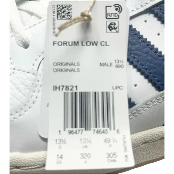 Adidas Men’s Forum Low CL IH7829 Core White / Royal Blue Size 14