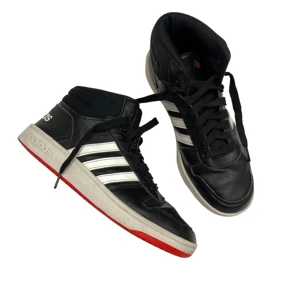 Adidas mid hoops size US 7 big kids lace black &amp; white Kids Hoops Shoes