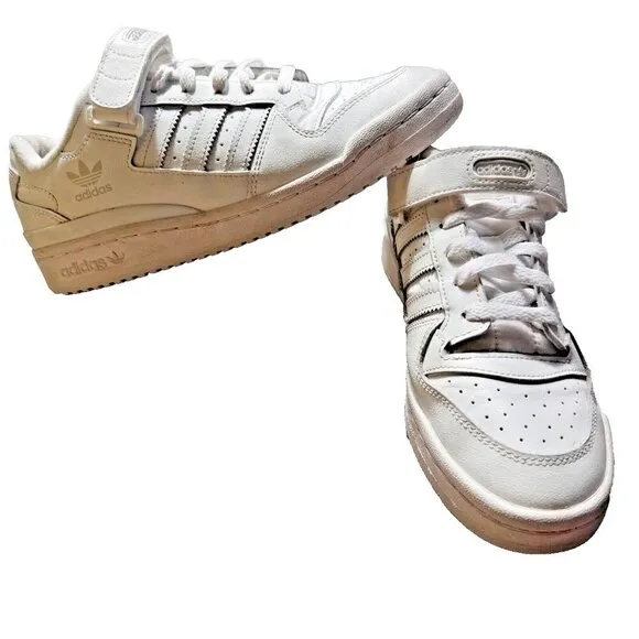 Adidas Originals Forum Low Triple White Mens Size 6.5 Sneakers Shoes GUC