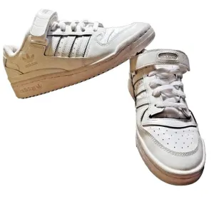 Adidas Originals Forum Low Triple White Mens Size 6.5 Sneakers Shoes GUC