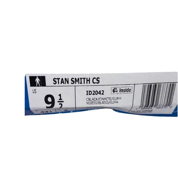 adidas Originals Stan Smith Sneakers Black White Men's Size 9.5 Shoes #ID2042