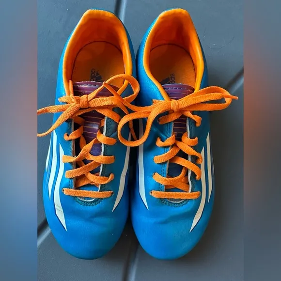 Adidas Outdoor Soccer Cleats Shoes Boys Solar Blue F10 TRX US 1 Orange Kids