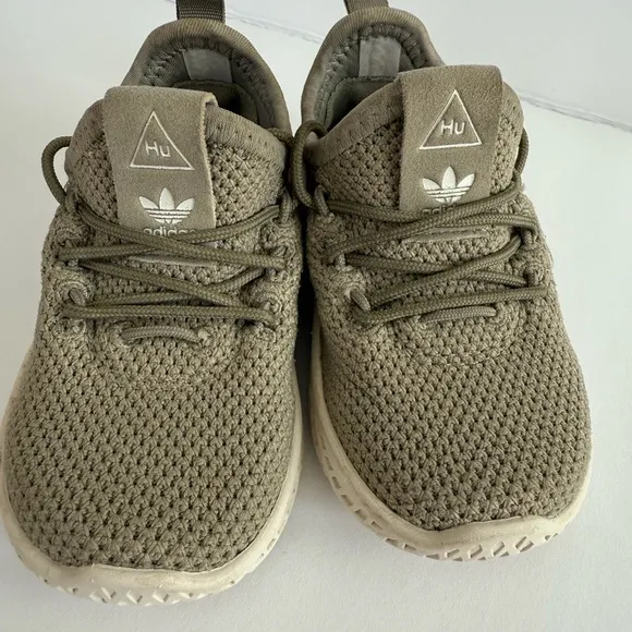 Adidas Pharrell Williams Tennis HU Infant Kids Shoes Beige Chalk White Green 5 K