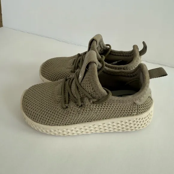 Adidas Pharrell Williams Tennis HU Infant Kids Shoes Beige Chalk White Green 5 K