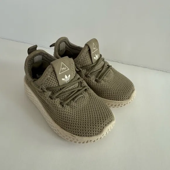 Adidas Pharrell Williams Tennis HU Infant Kids Shoes Beige Chalk White Green 5 K