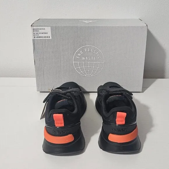ADIDAS RACER TR21 C RUNNING SHOES IN BLACK AND ORANGE Kid's Size 13.5K GZ7230