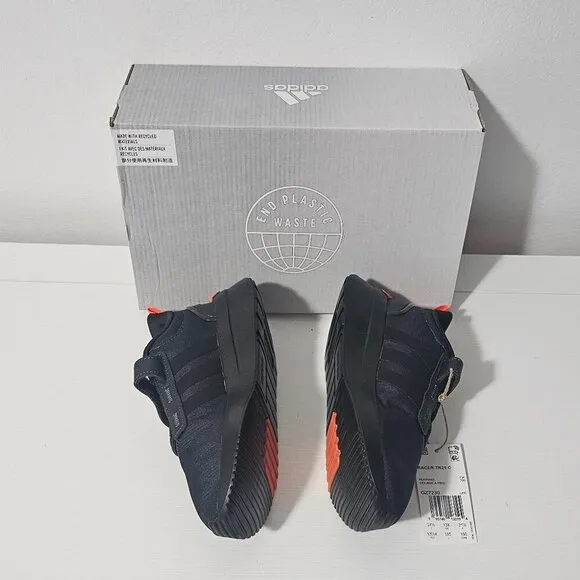 ADIDAS RACER TR21 C RUNNING SHOES IN BLACK AND ORANGE Kid's Size 13.5K GZ7230