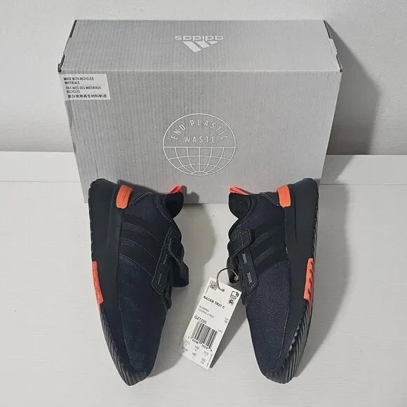 ADIDAS RACER TR21 C RUNNING SHOES IN BLACK AND ORANGE Kid's Size 13.5K GZ7230