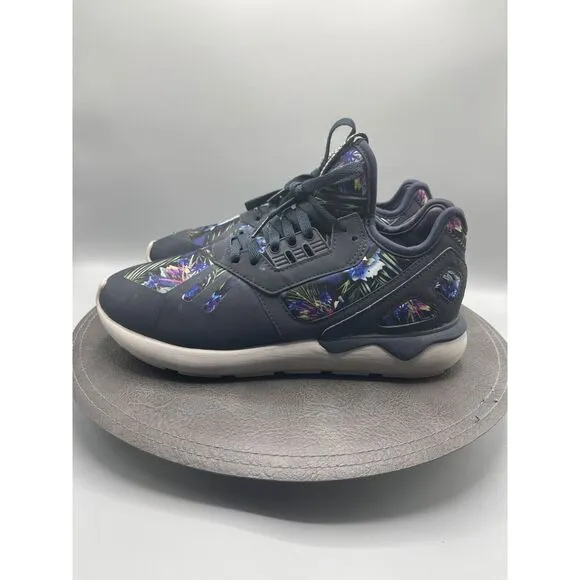 Adidas Shoes Mens 7.5 Tubular Runner Floral Athletic Sneakers Blue Lace Up