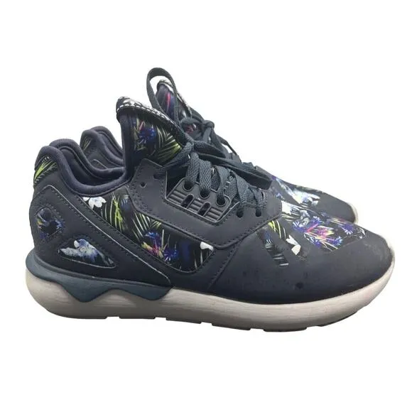 Adidas Shoes Mens 7.5 Tubular Runner Floral Athletic Sneakers Blue Lace Up
