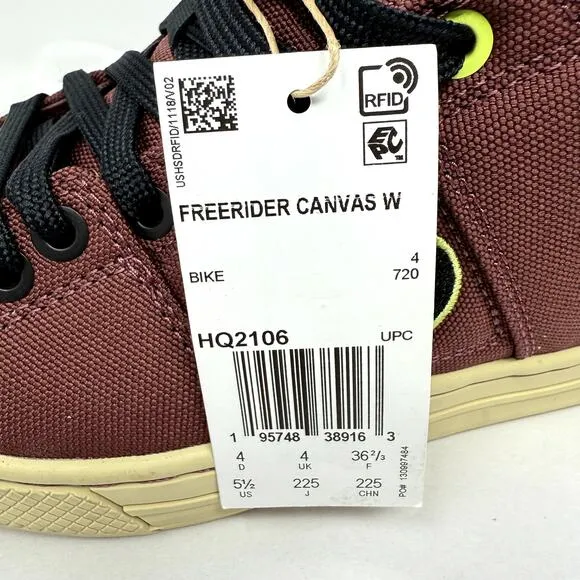 Adidas Sneaker Womens 5.5 Burgundy Five Ten Free rider Canvas Bike Shoes NEW$110