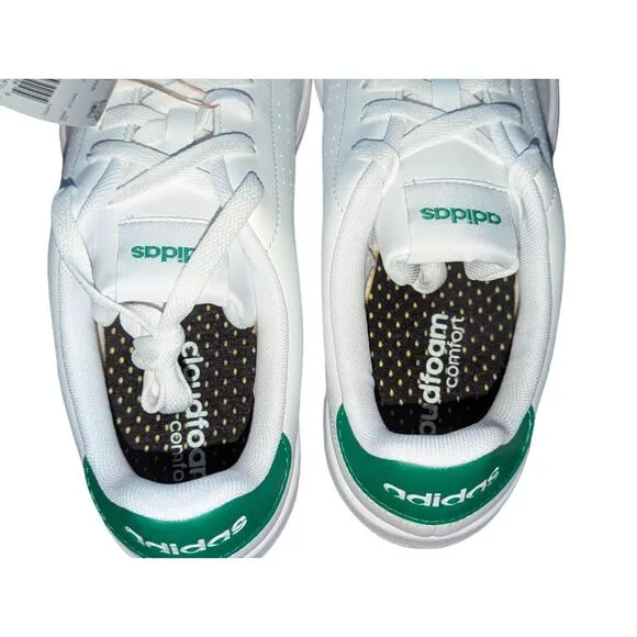 Adidas Sneakers Men Size 10.5 Cloudfoam Advantage White Green Tennis Shoe GZ5300