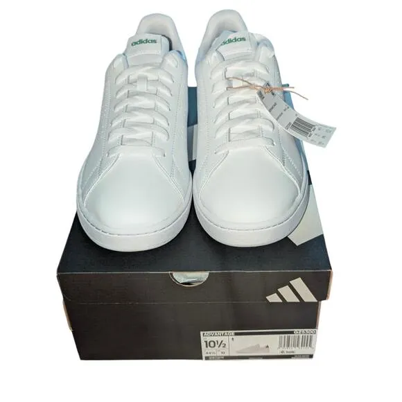 Adidas Sneakers Men Size 10.5 Cloudfoam Advantage White Green Tennis Shoe GZ5300