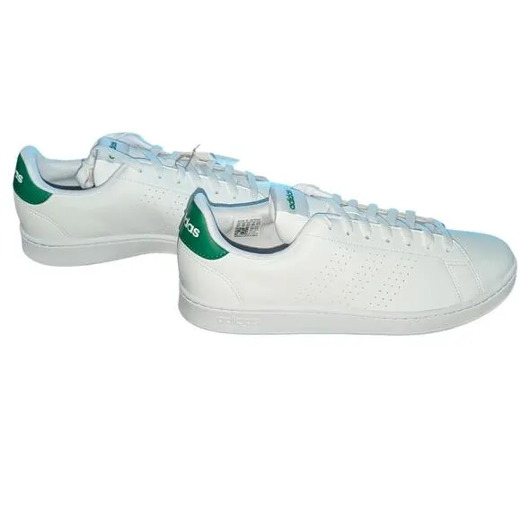 Adidas Sneakers Men Size 10.5 Cloudfoam Advantage White Green Tennis Shoe GZ5300