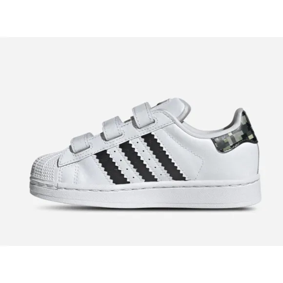 Adidas Superstar II Minecraft Creeper Preschool Size 13K White Black JQ87 NEW