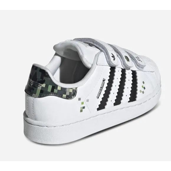Adidas Superstar II Minecraft Creeper Preschool Size 13K White Black JQ87 NEW
