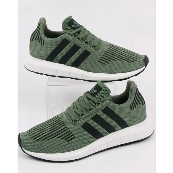 Adidas Swift Run PrimeTrainers Trace Green/Black Knit Shoes Athletic Mens 13
